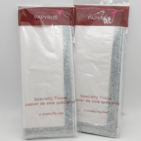 PAPYRUS Tissue Paper White with Silver Glitter Lining 8 Sheets